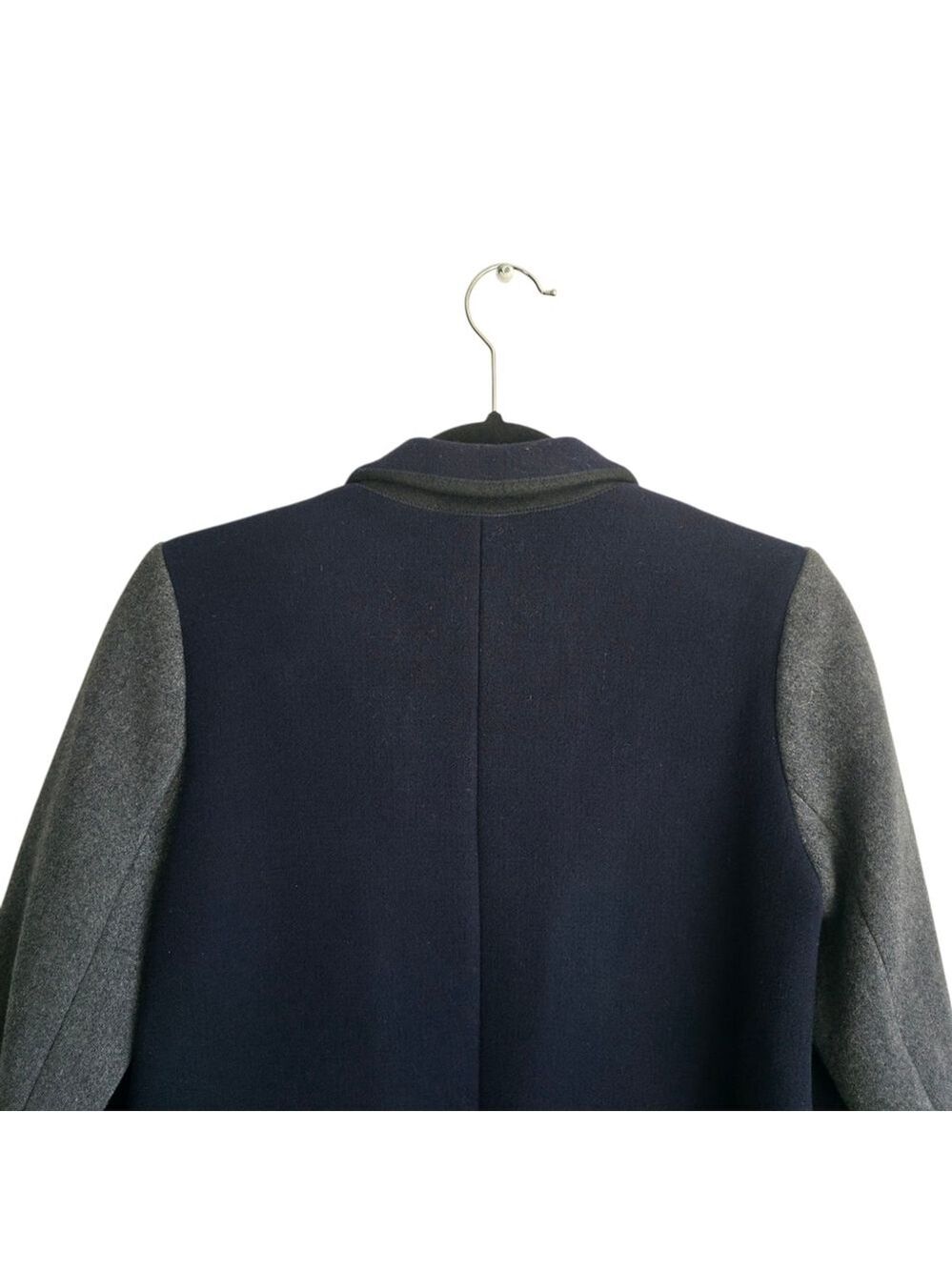 Sandro Paris Navy Colorblock Tailored Wool Coat 36 - Picture 4 of 12